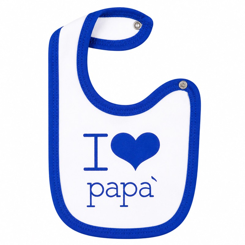 Baby Bib with Clip Fastening - I Love Daddy - Electric Blue