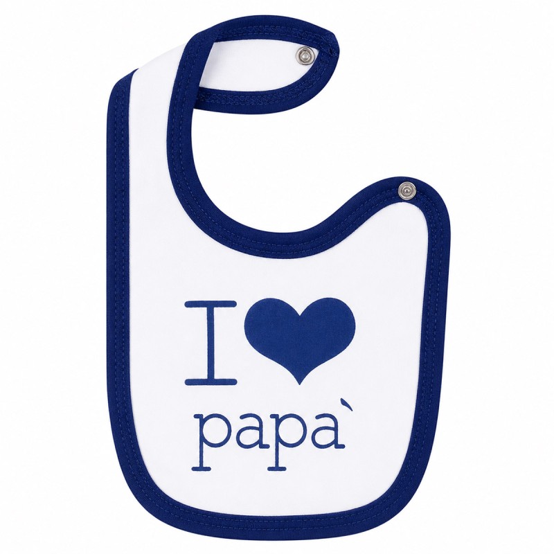 Bavetta neonati con chiusura clip - I Love papà - Blu