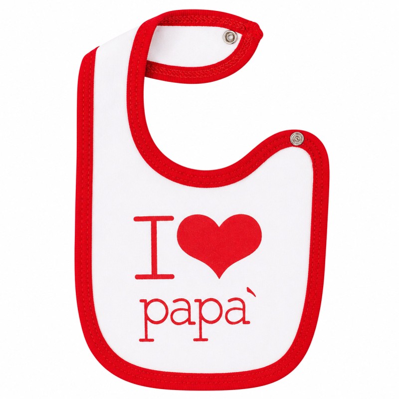 Baby Bib with Clip Fastening - I Love Daddy - Red