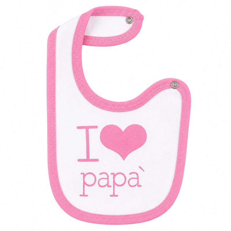 Baby Bib with Clip Fastening - I Love Daddy - Pink