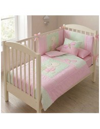 Set copripiumino lettino baby in puro cotone con ricamo Libellula Somma