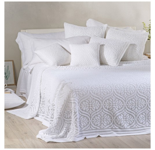 Openwork Cotton Summer Double Bed Bedspread - Vittoria -...