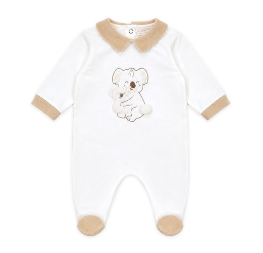 Brushed warm cotton baby sleepsuit Made in Italy with koala embroidery