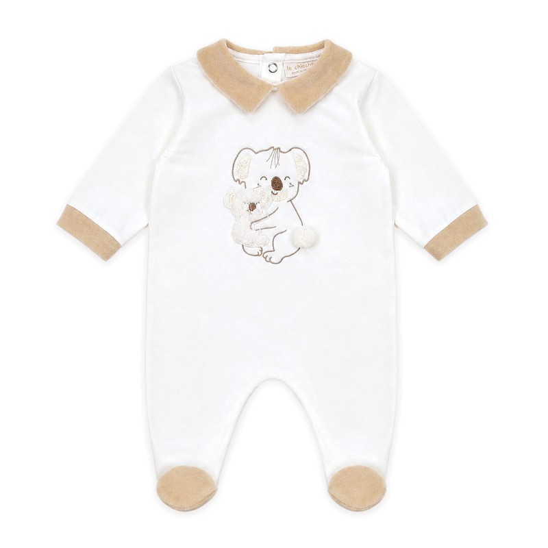 Tutina neonato in caldo cotone garzato Made in Italy con ricamo koala