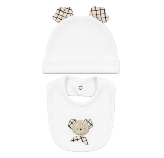 Set cappellino e bavaglino neonato in ciniglia Le Chicche CA9170