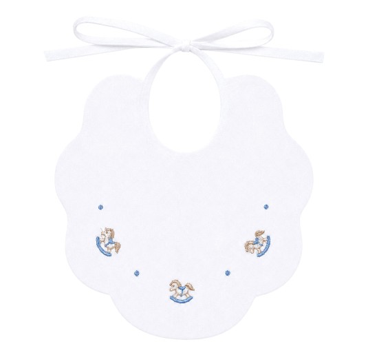 Pure cotton baby bib with rocking horse embroidery