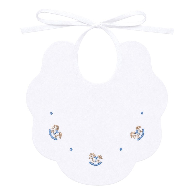 Pure cotton baby bib with rocking horse embroidery