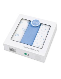 Baby muslin squares Ellepi IX4003AZ in pure cotton, 70x70 cm, 3-piece assorted set
