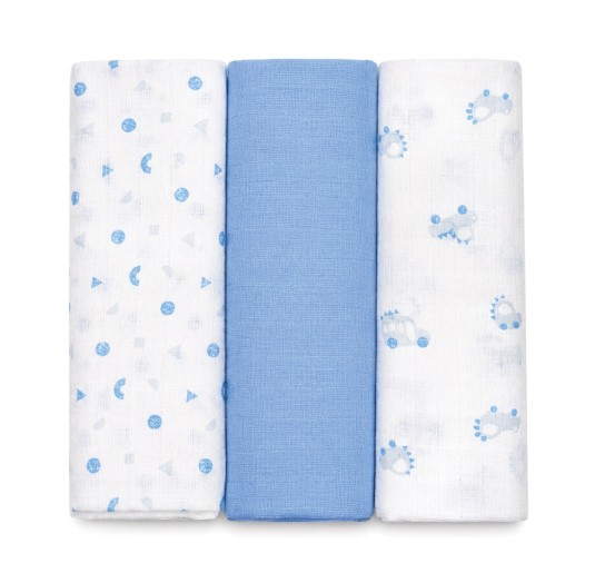 Baby muslin squares Ellepi IX4003AZ in pure cotton, 70x70 cm, 3-piece assorted set 2