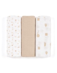 Baby muslin squares 70x70 cm by Ellepi with folded cotton cloths and coordinated prints