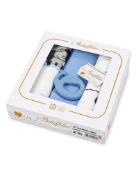 Quadrati garzati in mussola 70x70 Batuffolini con fantasia elefantino e gioco dentizione azzurro