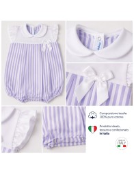 Pagliaccetto neonata Made in Italy in cotone batista con chiusura automatica
