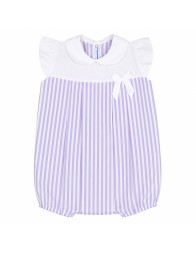 Pagliaccetto neonata in cotone batista bianco e lilla Sottocoperta Elegance
