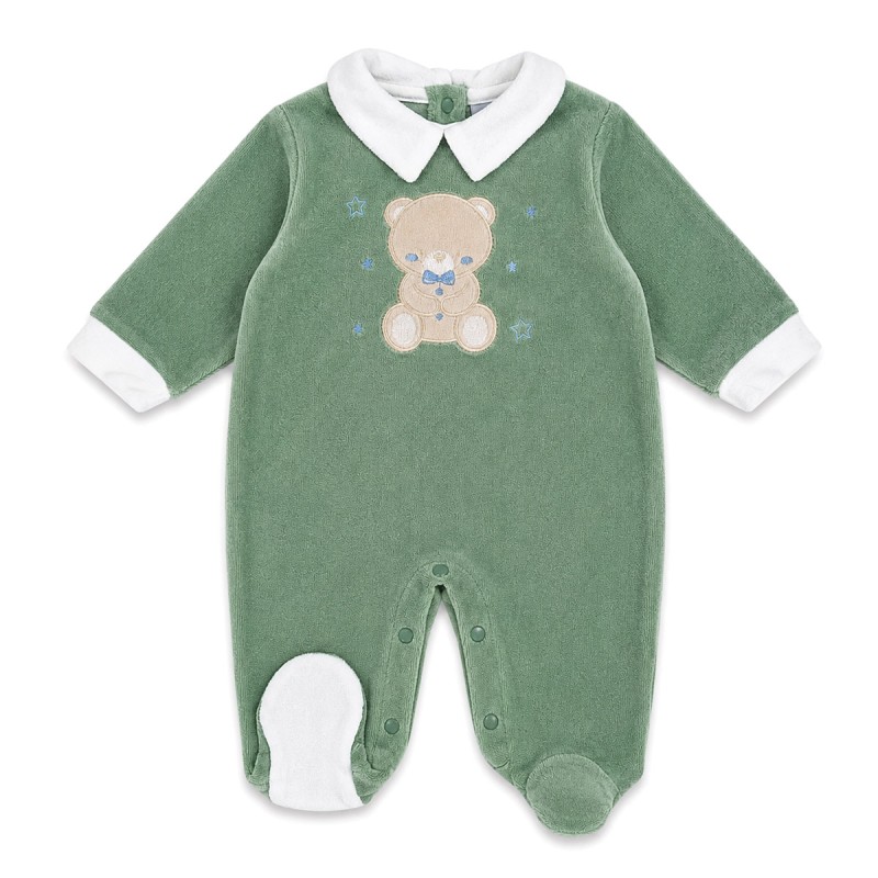 Baby Boy Velour Sleepsuit with...