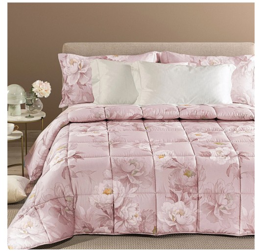 Eloise double cotton sateen quilt by Caleffi with elegant floral pattern