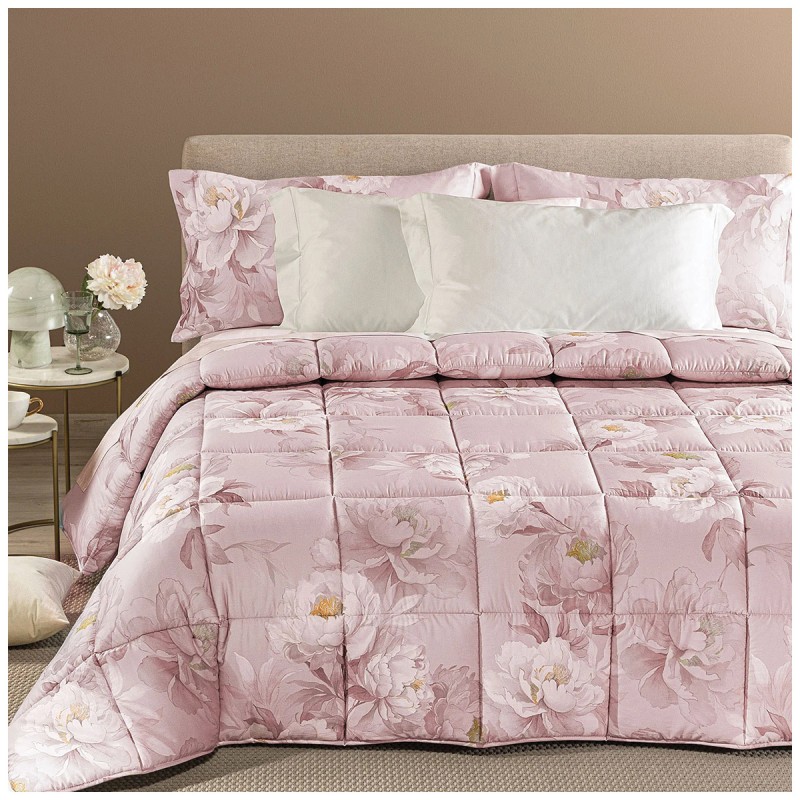 Eloise double cotton sateen quilt by Caleffi with elegant floral pattern