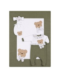 Baby girl first outfit chenille Made in Italy Le Chicche with embroidered blanket