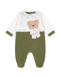 Baby girl newborn chenille layette with matching sleepsuit, bib and headband