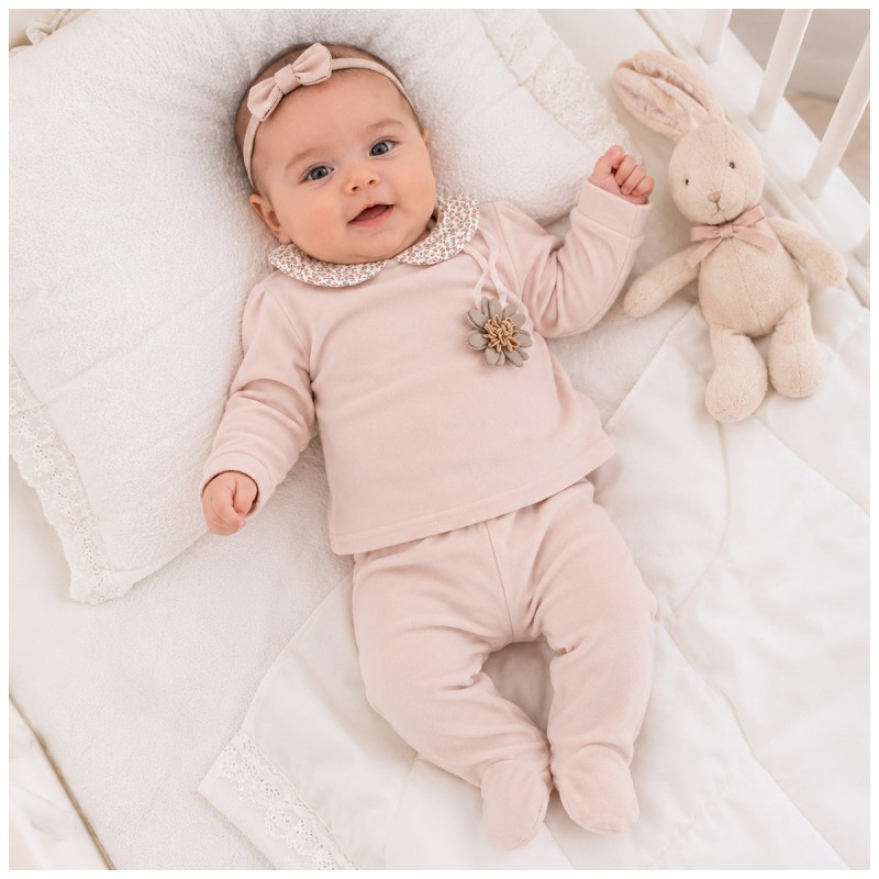 Velour baby girl outfit 2-piece with...