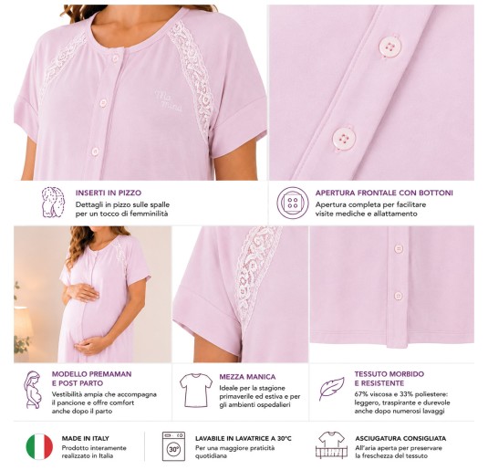 Mamina Z9283 maternity hospital tank top with full front button opening 2