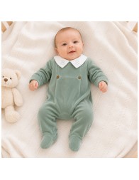 Tutina neonato in ciniglia con piedini e bottoni decorativi Klaiadì K210TC