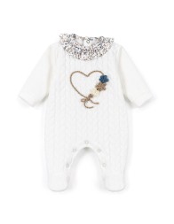 Made in Italy winter baby girl first outfit set with embroidered blanket, velour sleepsuit and matching hat