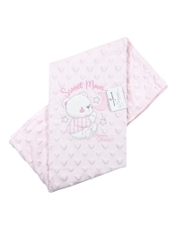 Copertina lettino in soft pile bubble Sweet Moon con orsetto ricamato