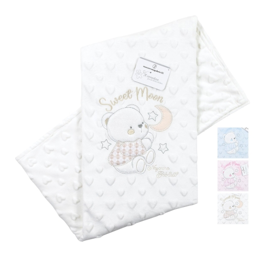 Copertina lettino invernale in soft pile bubble con ricamo centrale