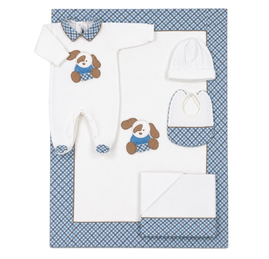 Newborn chenille layette set in matching gift box
