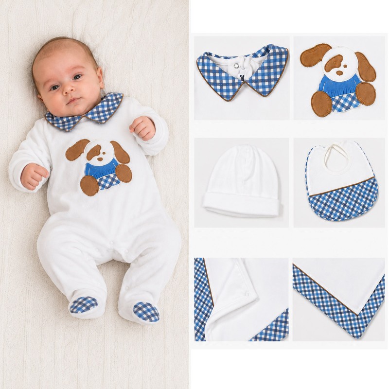 Newborn chenille layette set with blanket and bed linen