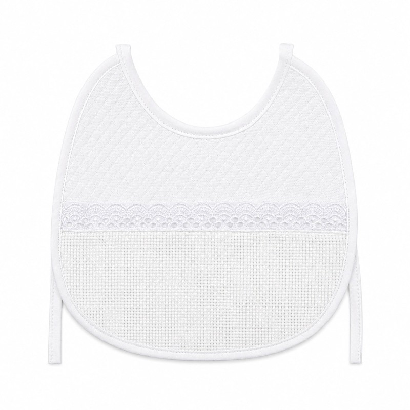 Bavaglino da ricamo in puro cotone jacquard con tela Aida