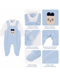 Tutina neonato in ciniglia Mignolo Dodipetto con piedini