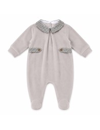 Velour romper with Tartan details Coccodè C60000