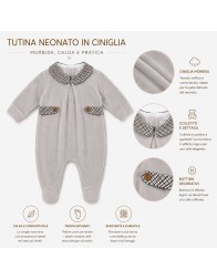Velour romper with Tartan details Coccodè C60000