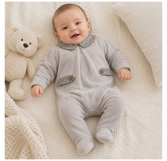 Velour romper with Tartan details Coccodè C60000 2