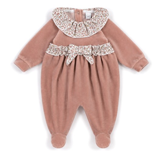 Velour romper with floral inserts - K106TC - Klaiadì