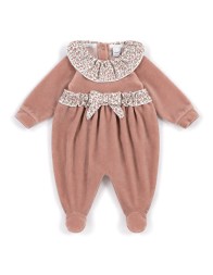Velour romper with floral inserts - K106TC - Klaiadì