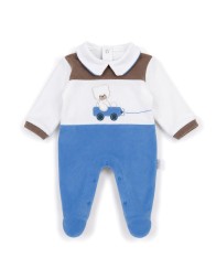Baby romper chenille with embroidered bear - LJ34434AZ - Les Jolies