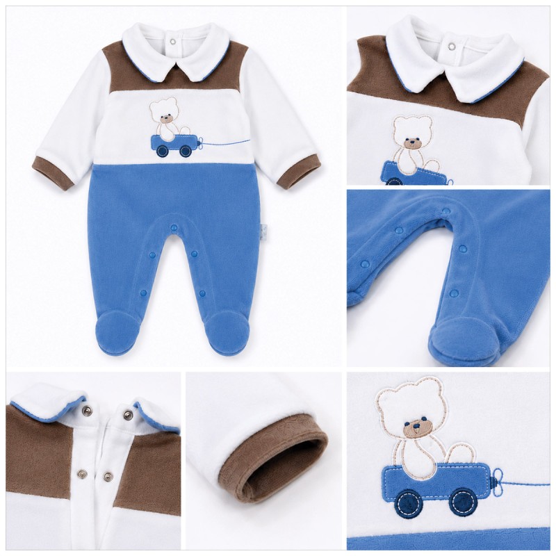 Baby romper chenille with embroidered...