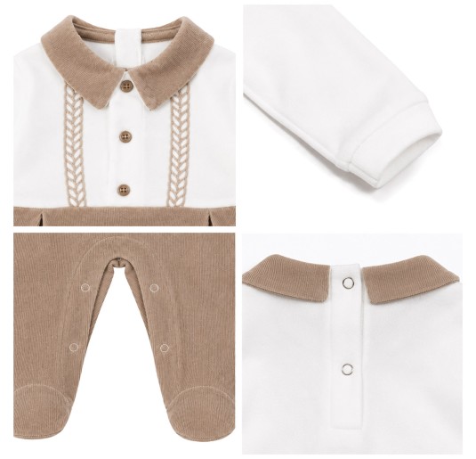 Baby Velour Sleepsuit with Buttons and Collar 2