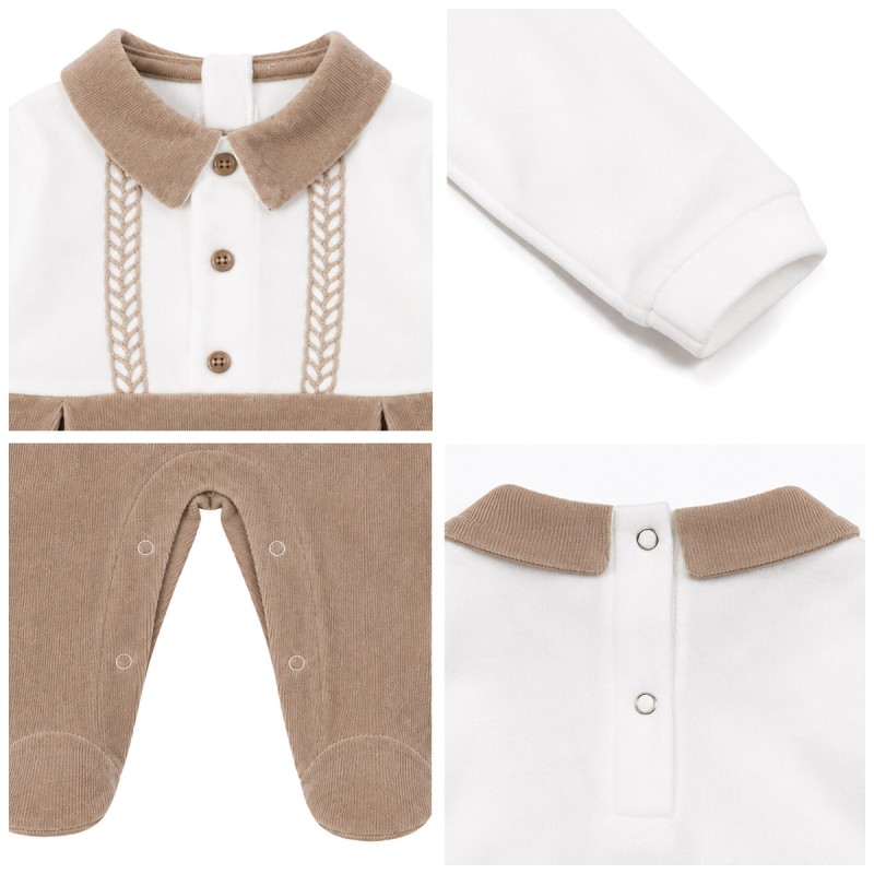 Baby Velour Sleepsuit with Buttons...