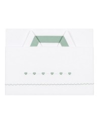 Set lenzuola culla e carrozzina Cuoricini in cotone bianco e verde salvia