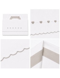 Cradle and pram sheet set Cuoricini with scalloped edge