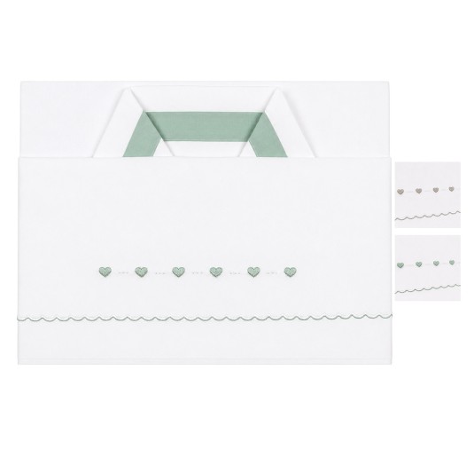 Set lenzuola per culla e carrozzina - Cuoricini LC03381 - La Fatina
