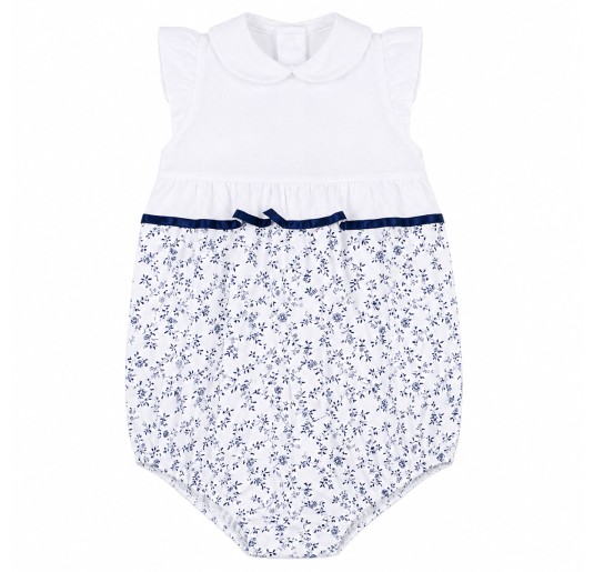 Baby Girl Cotton Romper with Floral Print - 413T00 -...