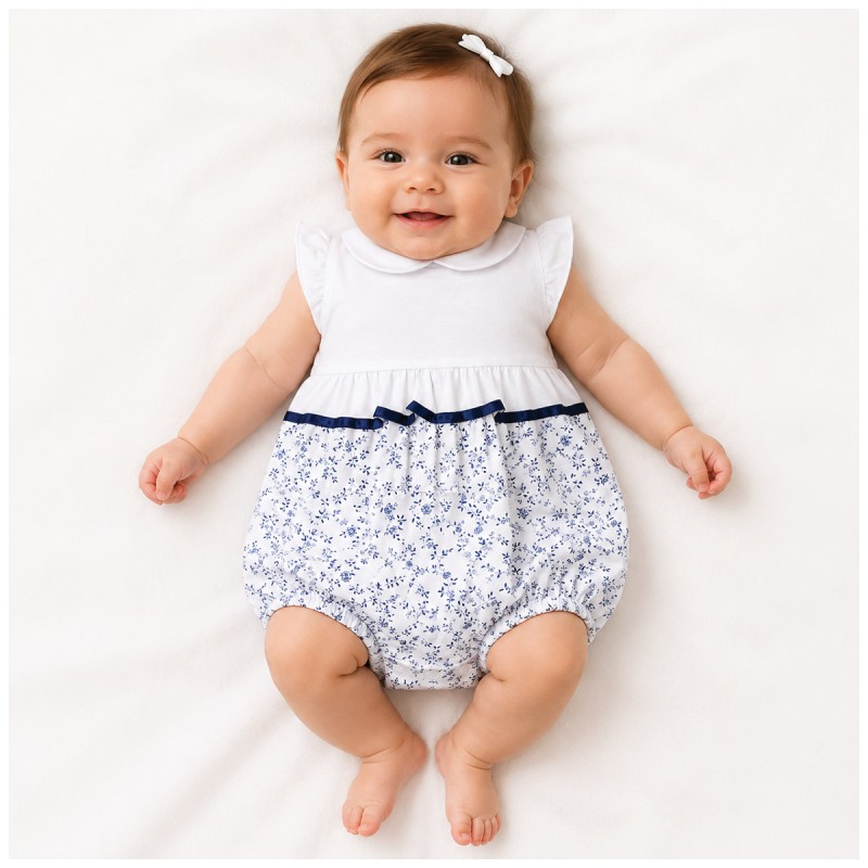 Baby Girl Cotton Romper with Floral...