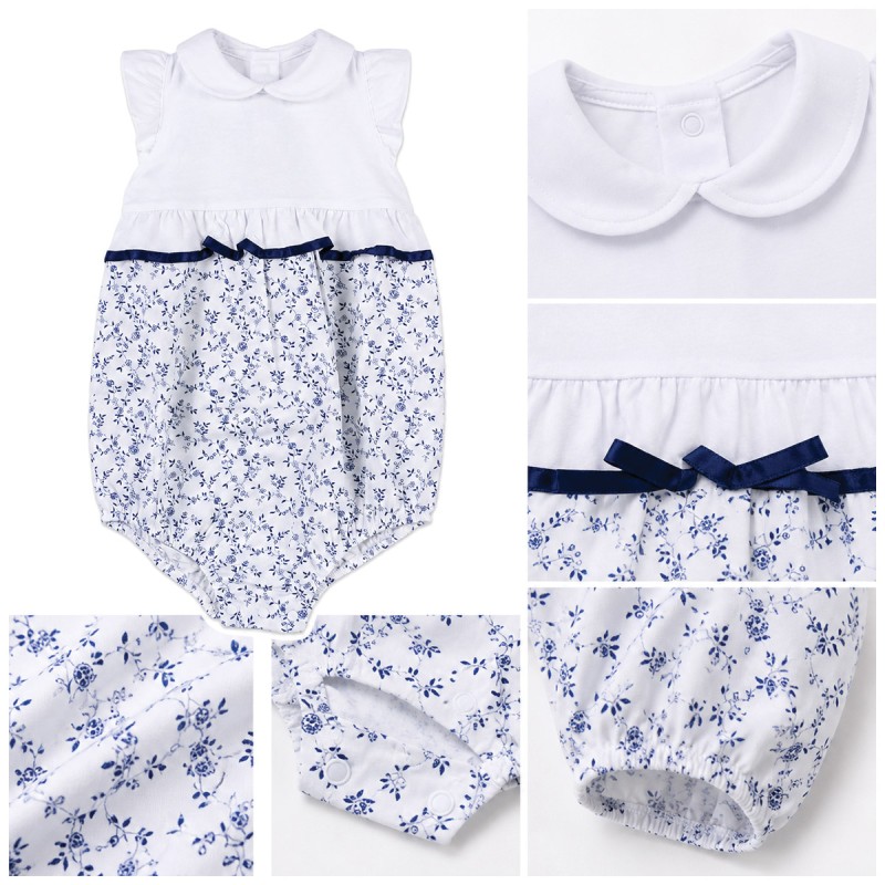 Baby Girl Cotton Romper with Floral...