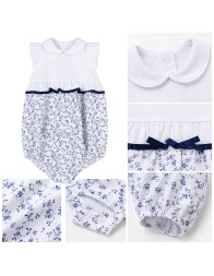 Baby Girl Cotton Romper with Floral Print - 413T00 - Sottocoperta