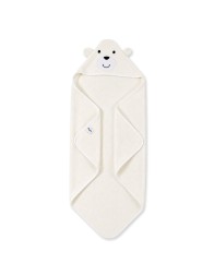 Baby hooded towel in cotton terry with embroidered Bear hood