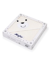 Baby hooded towel in cotton terry by Mafer with Bear design